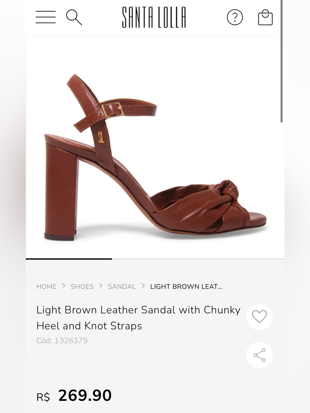 Brown Knot-Strap Block Heel Sandal